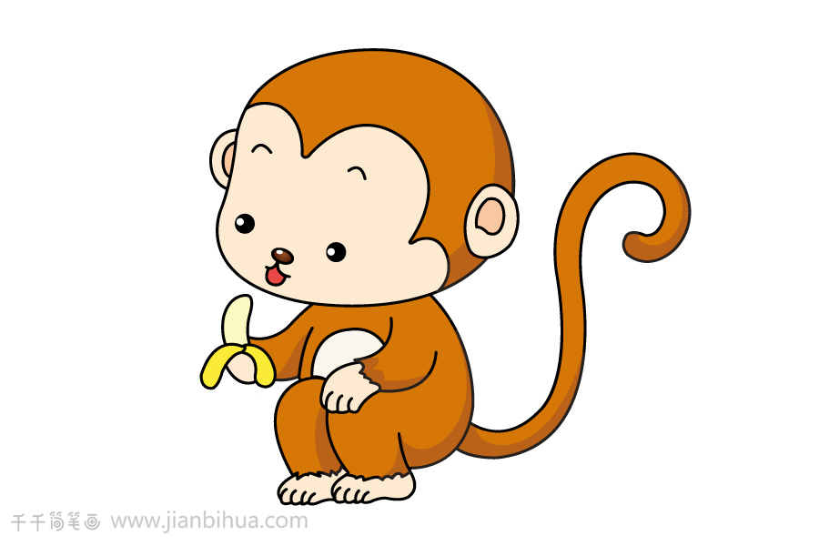 吃香蕉的小猴子简笔画图片猴子简笔画
