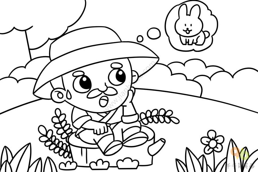 守株待兔寓言故事简笔画儿童画简笔画