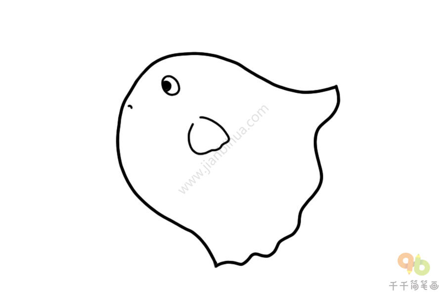 小小翻车鱼水彩简笔画步骤图图解海洋动物简笔画