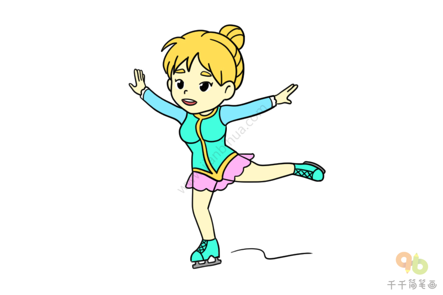 练习滑冰的小女孩简笔画女孩简笔画