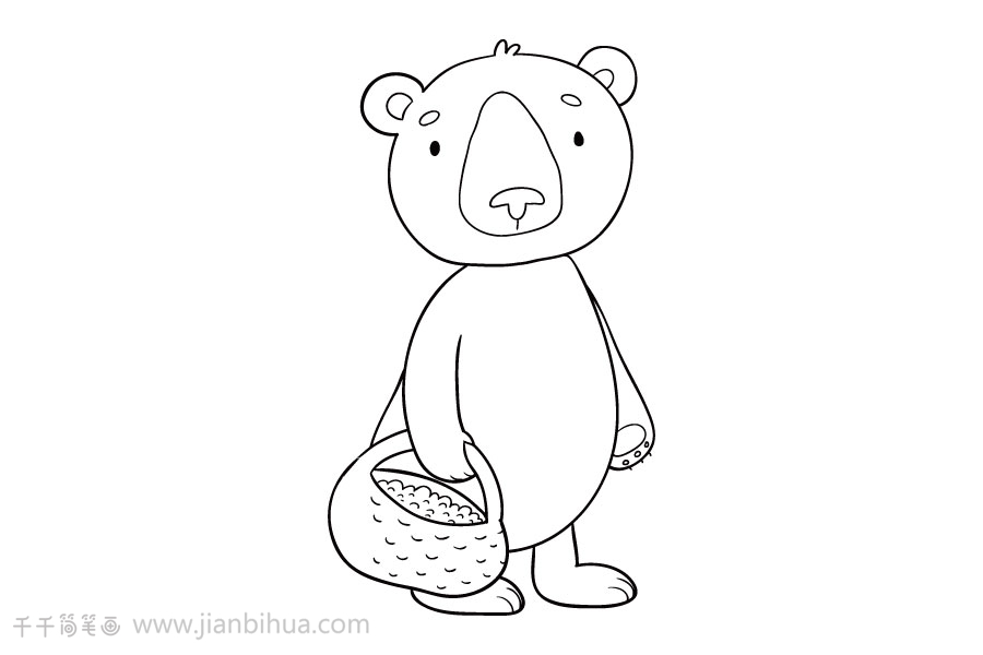 提篮子的小狗熊简笔画熊简笔画