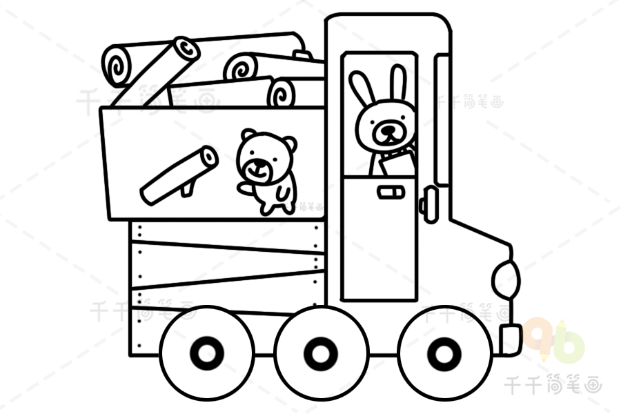 装满木材的货车简笔画功能用车简笔画