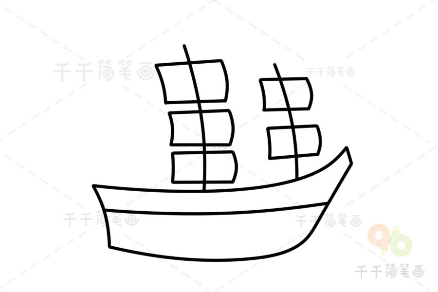 帆船简笔画儿童画船帆船简笔画