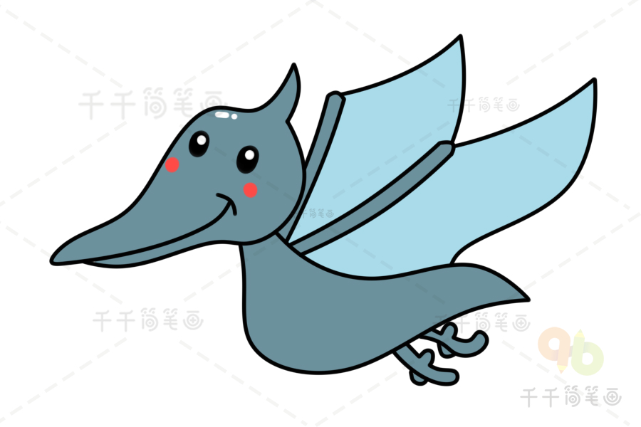 风神翼龙简笔画儿童画恐龙恐龙简笔画