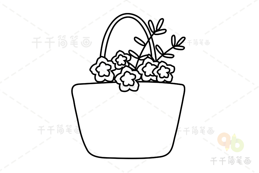 好看的花篮简笔画花朵简笔画