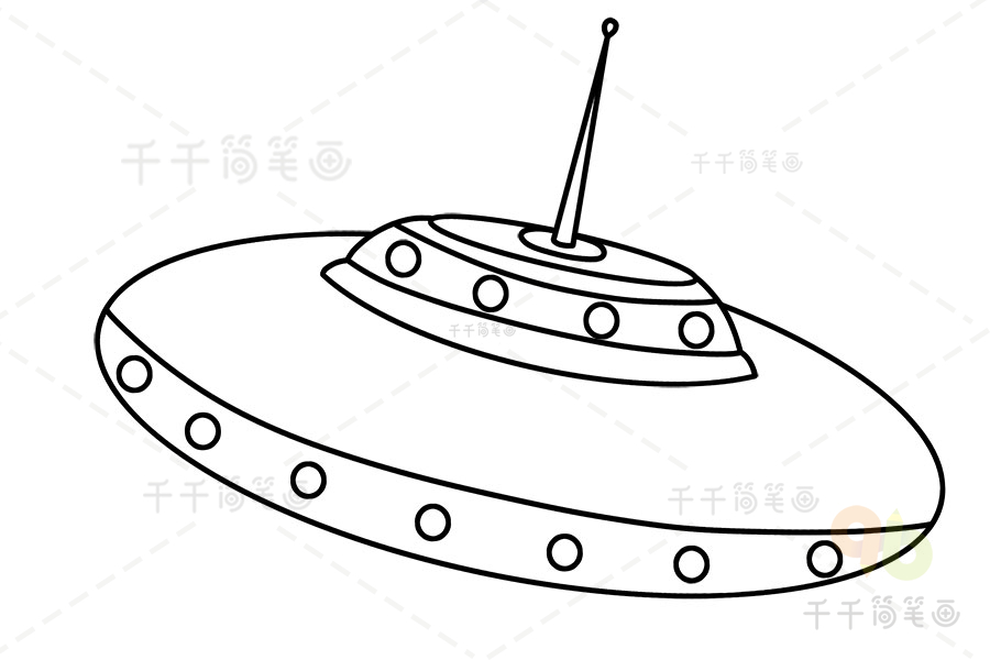 飞碟简笔画教程宇宙飞船简笔画