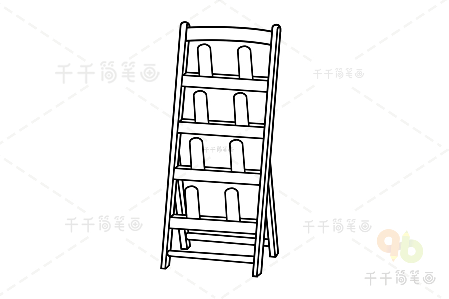 简笔画-拖鞋架简笔画图片_生活用品简笔画>第三步:将架子画成立体的