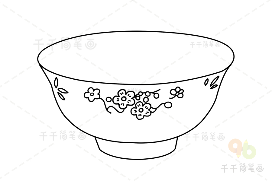 饭碗简笔画教程生活用品简笔画