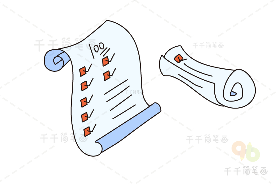 考试试卷简笔画学习用品简笔画