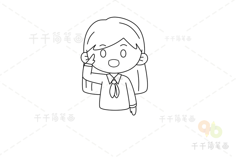 敬礼的少先队员简笔画其他人物简笔画