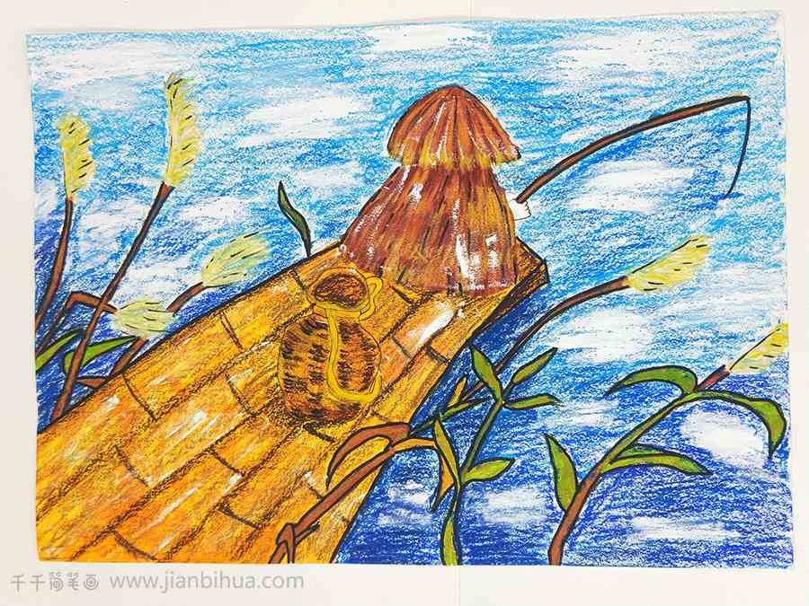儿童画作品垂钓者优秀儿童画赏析诗歌的样子简笔画