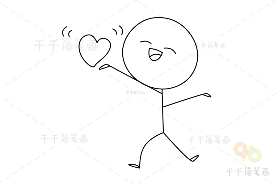 发射爱心火柴人简笔画火柴人简笔画