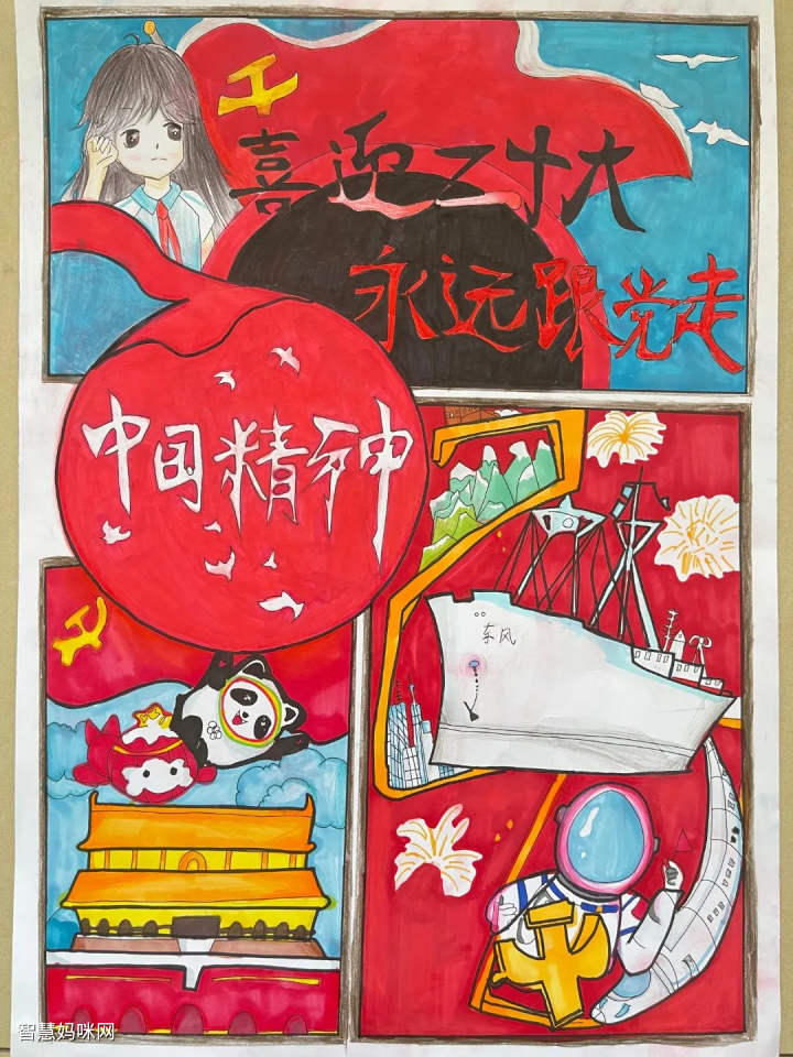 永远跟党走喜迎二十大优秀儿童画作品
