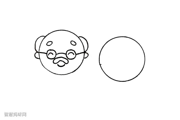 简笔画作品重阳节画幅慈祥的老人简笔画
