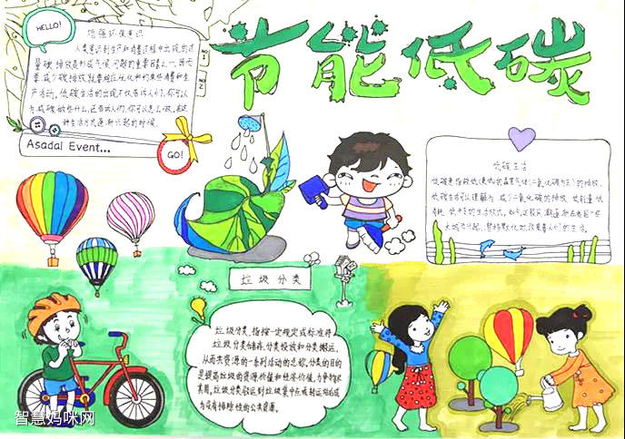 节约用电绿色低碳主题手抄报绘画儿童手抄报大全