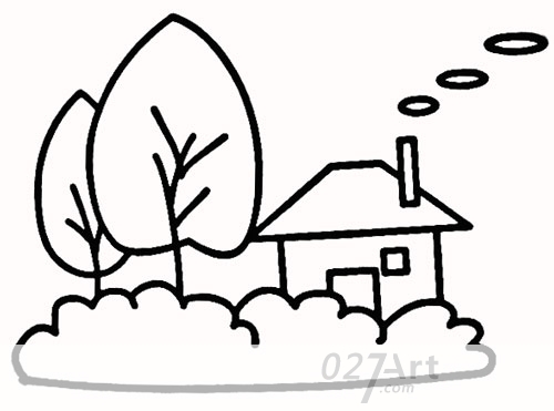 又见炊烟儿童简笔画大全风景简笔画