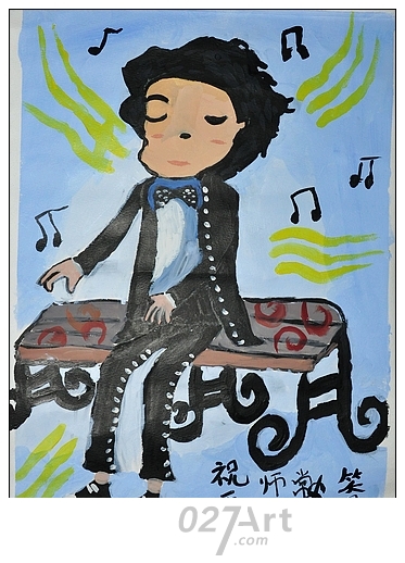 教师节儿童画作品大全我的音乐老师节日儿童画