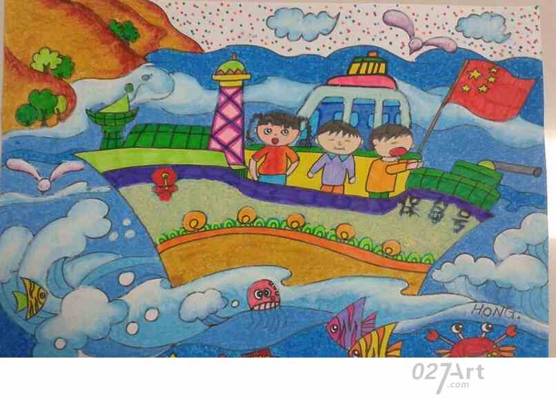 国庆去旅游节日儿童画大全
