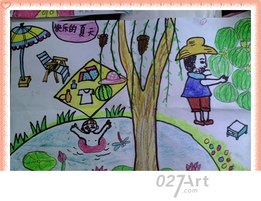 关于夏天的儿童画快乐的夏天水彩画最新关于夏天的儿童画
