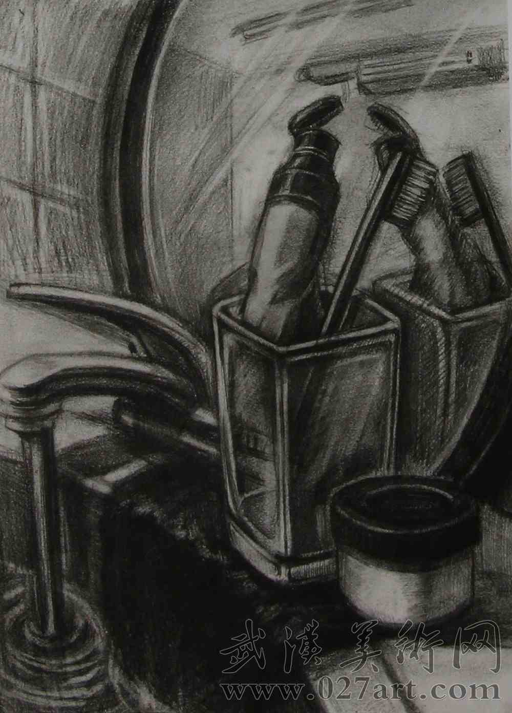 创意素描优秀作品洗漱用品_设计素描_零二七艺考