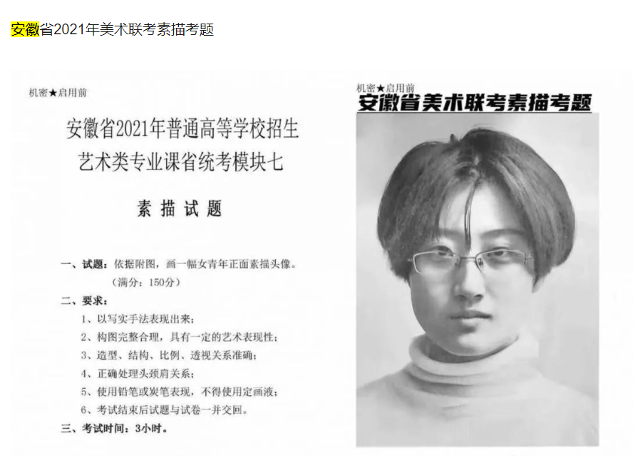 2021安徽美術考題