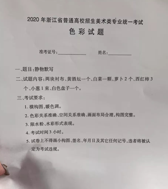 2020浙江美术考题