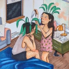 插畫,情侶“最丑”日常,羞澀插畫