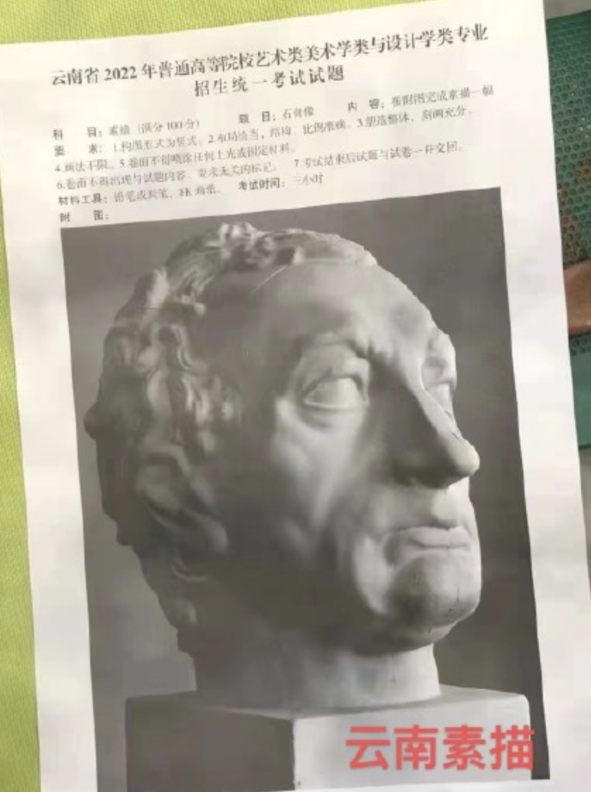 2022云南美術統考素描考題