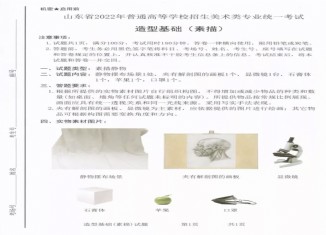 2022山东美术统考素描考题