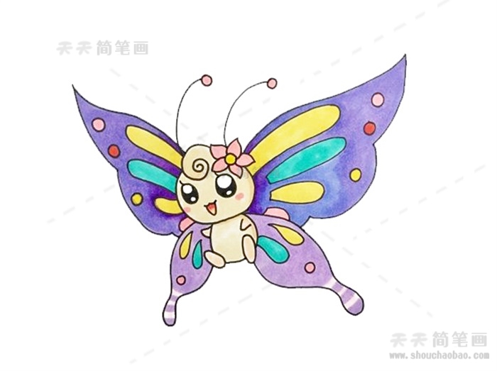 卡通蝴蝶简笔画,蝴蝶简笔画,蝴蝶怎么画