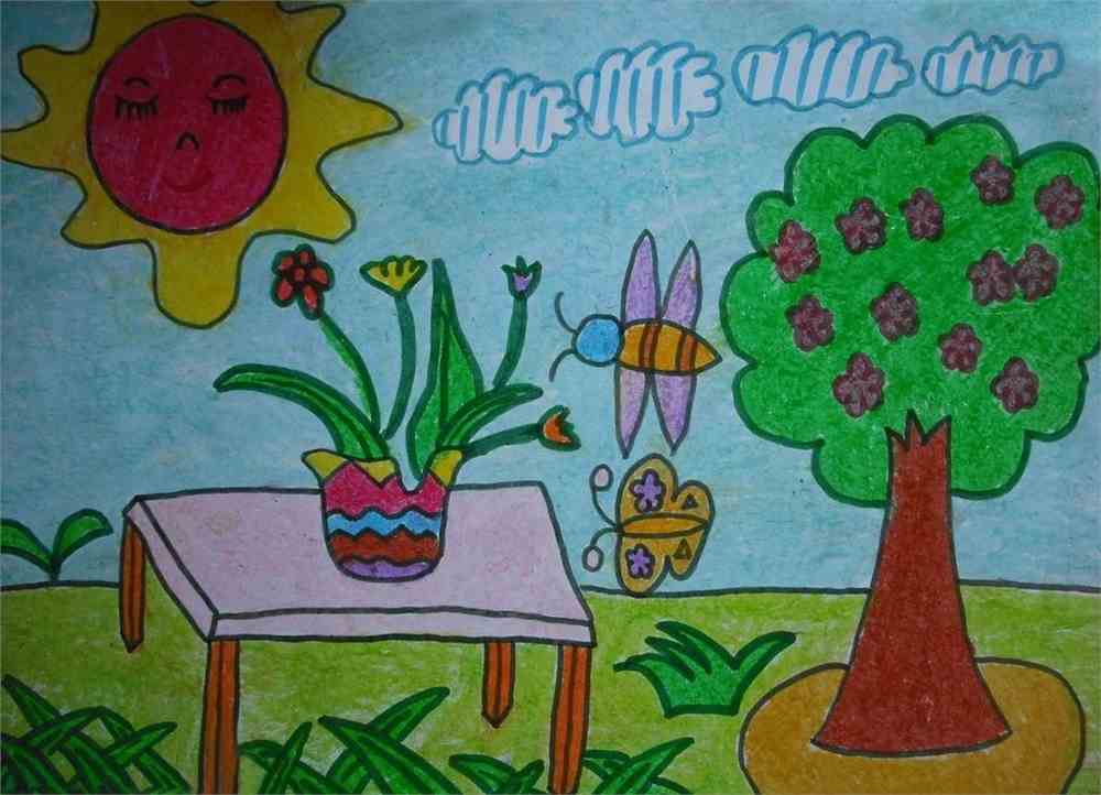 观察美丽的大自然儿童画作品图片