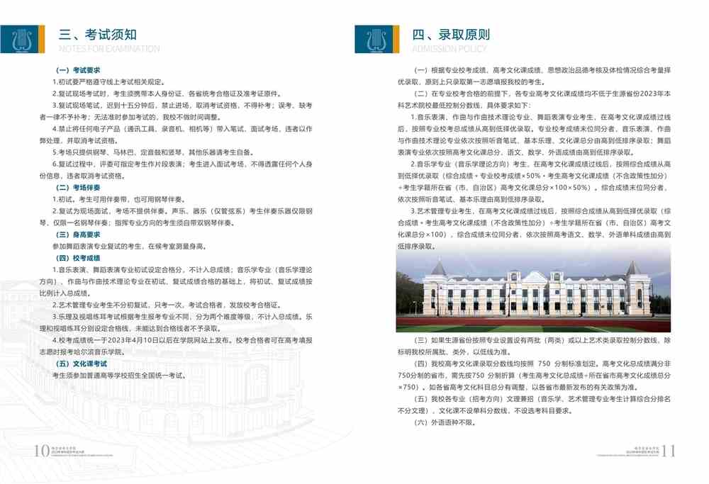 哈尔滨音乐学院,艺考录取原则