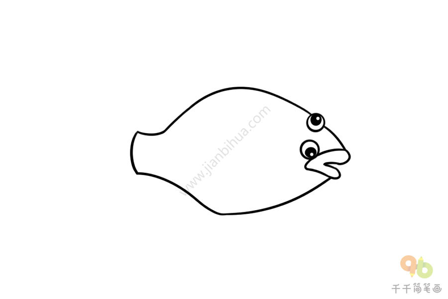 可爱的比目鱼简笔画海洋动物简笔画