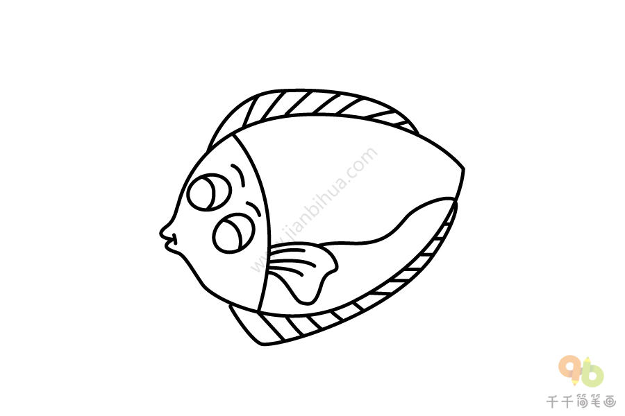 蓝色的比目鱼简笔画海洋动物简笔画