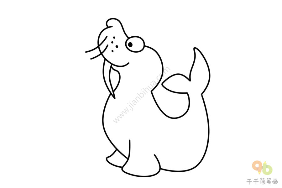 q版海象简笔画海洋动物简笔画