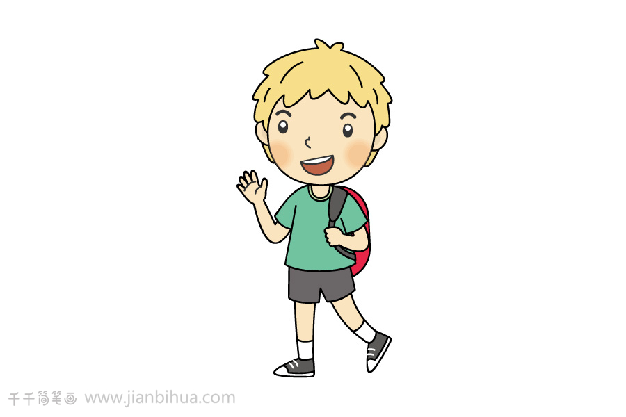 打招呼的小男孩简笔画男孩简笔画