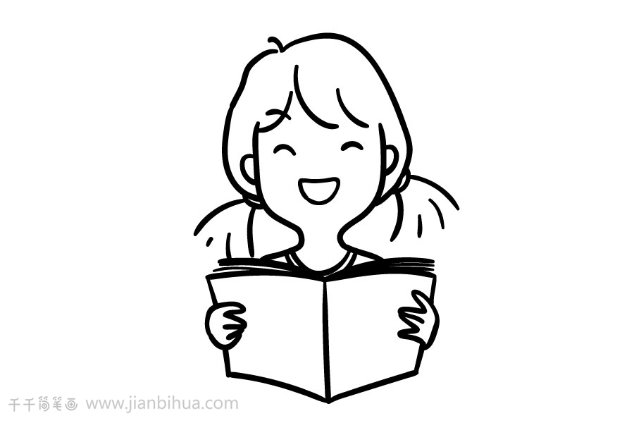 读课文的女孩简笔画女孩简笔画