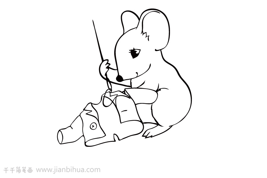 在缝衣服的老鼠简笔画步骤图老鼠简笔画