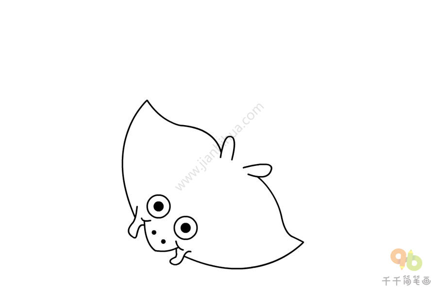 怎么画鳐鱼简笔画步骤图海洋动物简笔画