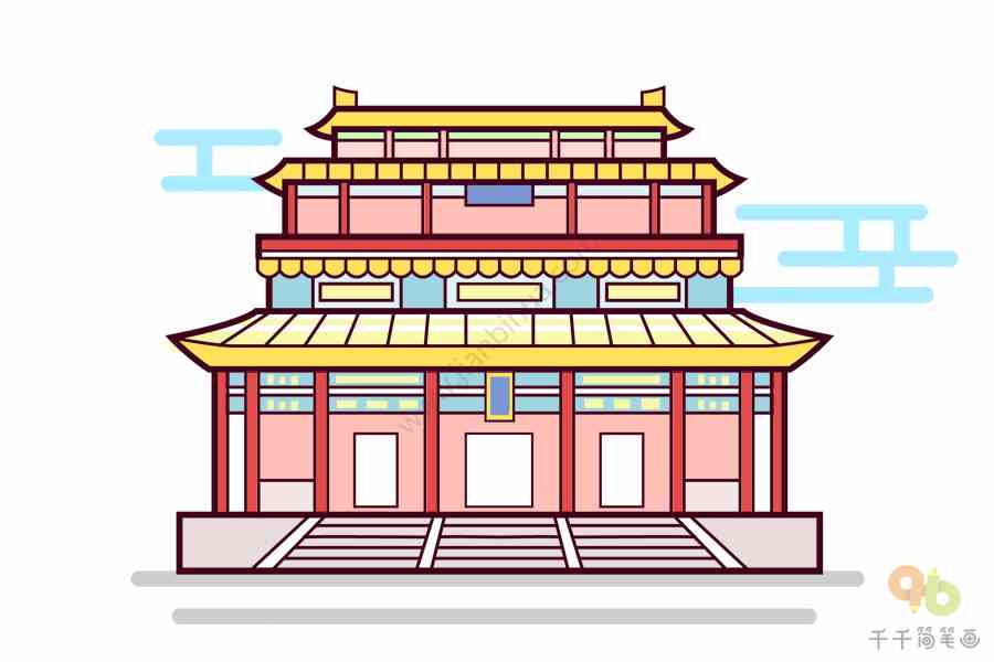 雍和宫简笔画步骤图名胜古迹简笔画