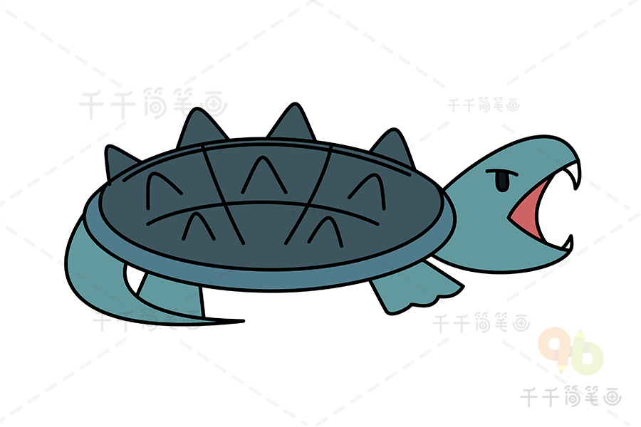 大鳄龟简笔画教程海洋动物简笔画
