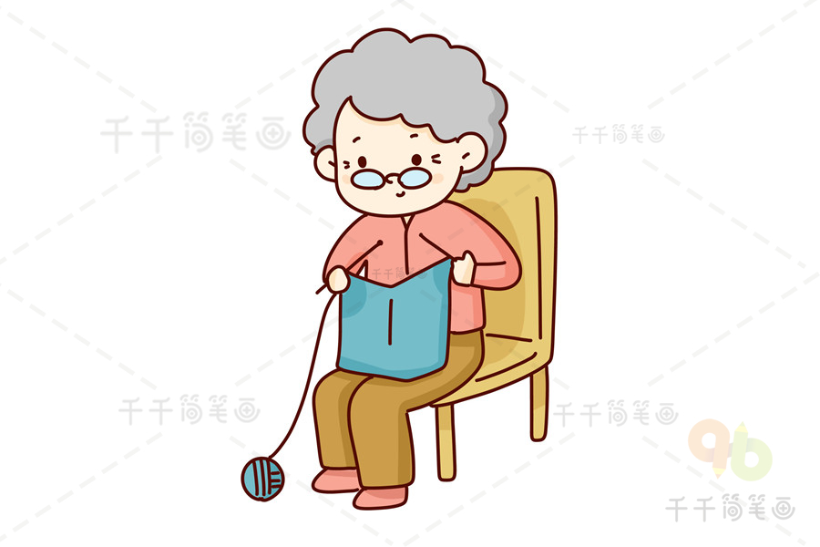 织毛衣的奶奶简笔画奶奶简笔画