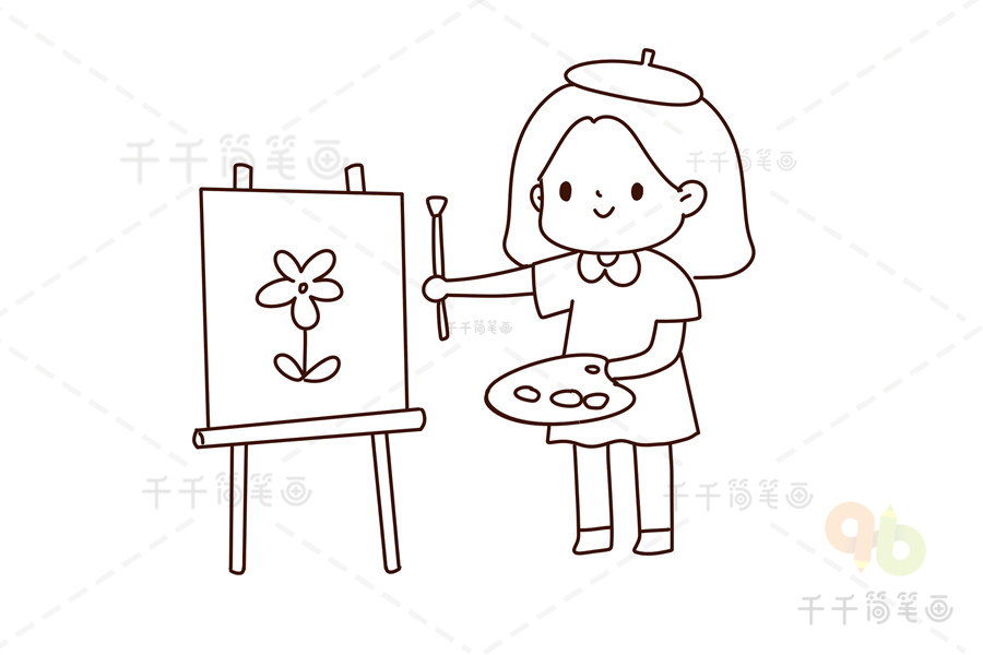 绘画的女孩简笔画女孩简笔画