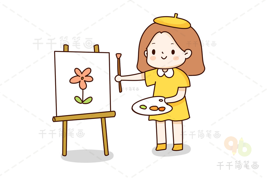 绘画的女孩简笔画女孩简笔画