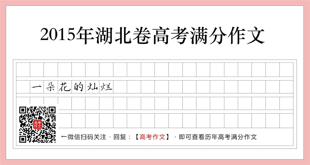 2015湖北卷高考满分作文,一朵花的灿烂