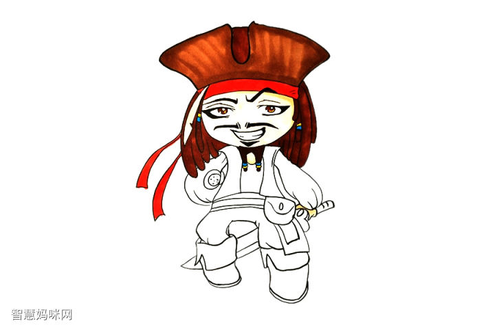 简笔画杰克船长简笔画画法步骤