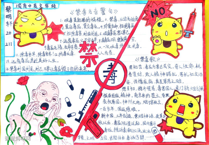 手抄报作品简单的禁毒手抄报绘画5张