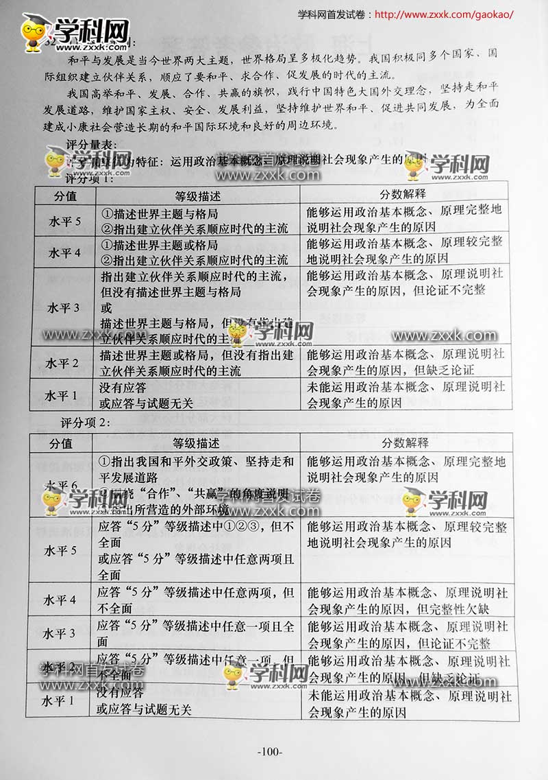 2016上海卷政治答案