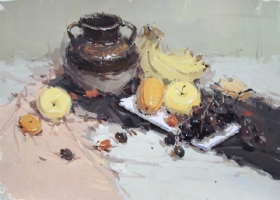水粉静物作品,水粉静物画,色彩作品