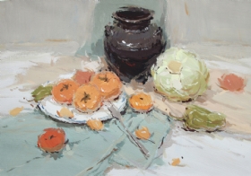 水粉静物作品,水粉静物画,色彩作品